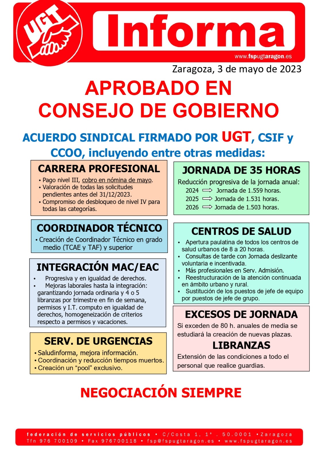 20230503 UGT INFORMA Aprobado Consejo Gobierno