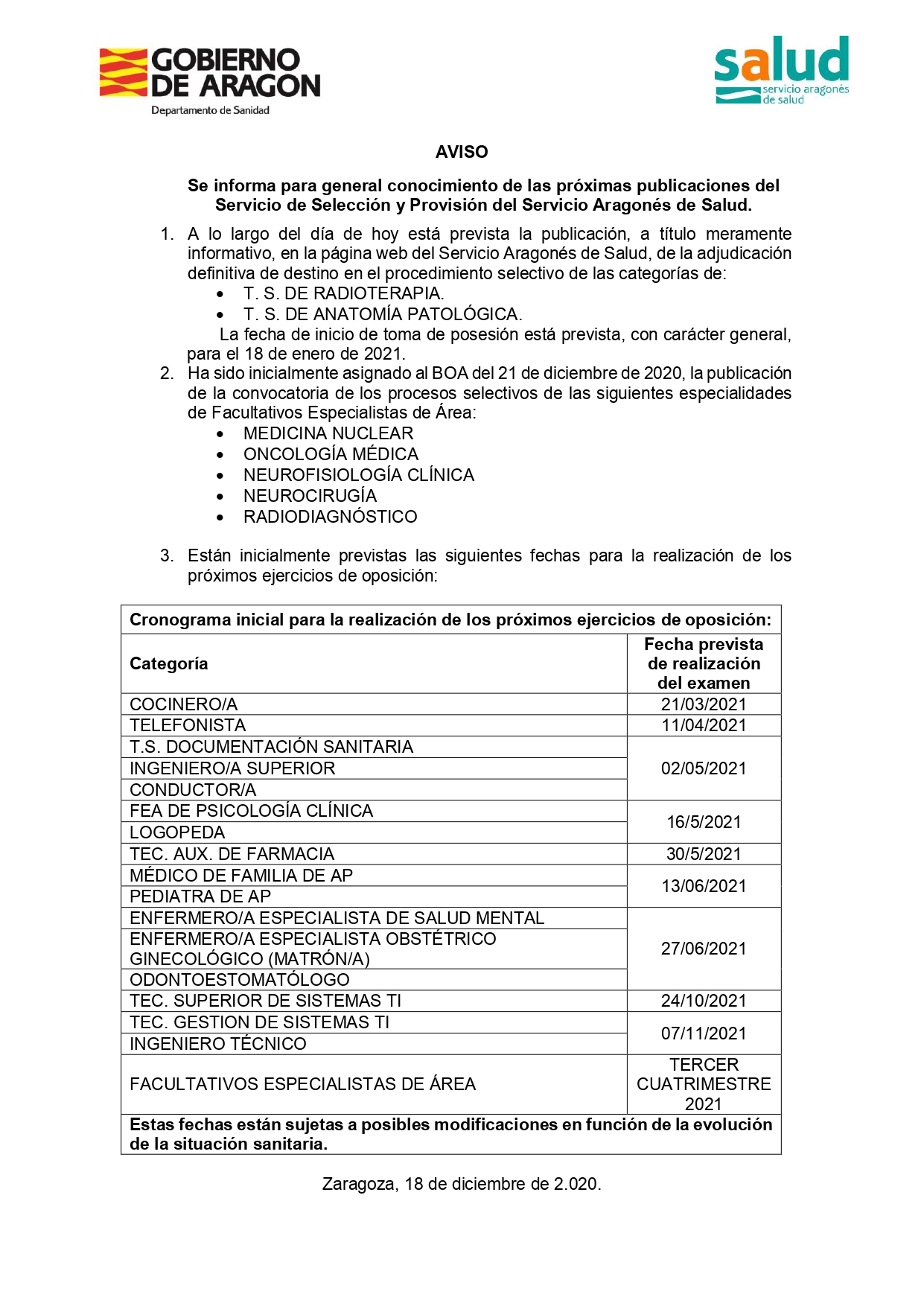 UGT INFORMA Aviso Publicaciones Viernes 18 Diciembre 2020